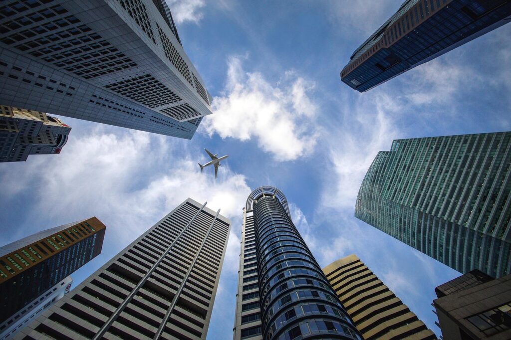 skyscrapers, singapore, city, sky, buildings, financial district, architecture, urban, nature, high rise buildings